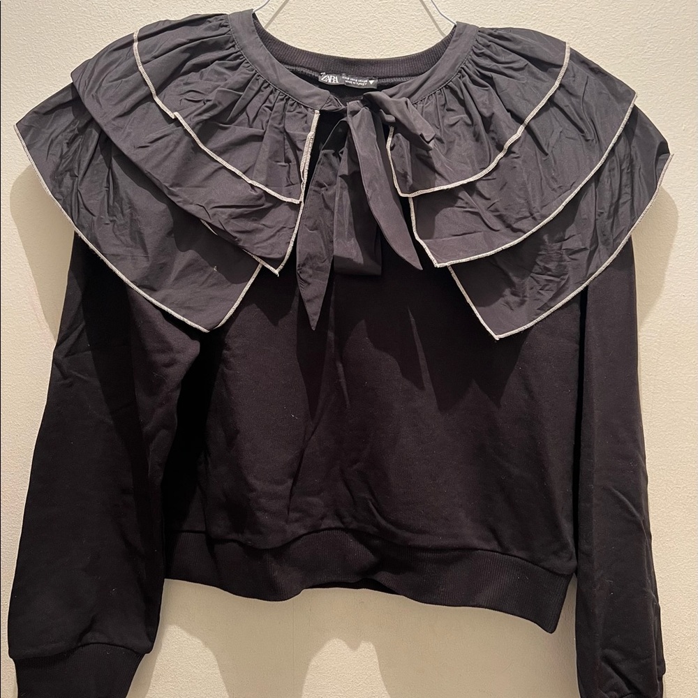 Black Zara sweater with bow details